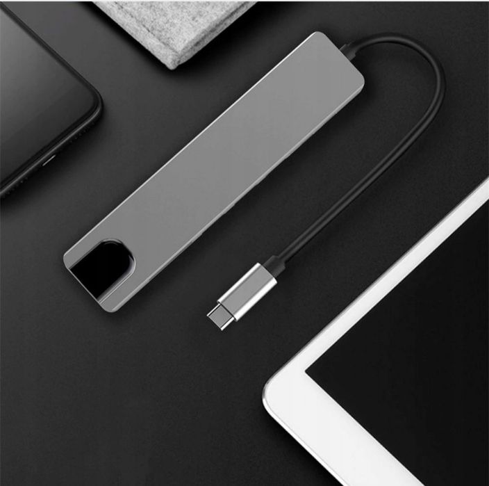 HUB USB C 3.0 8W1 adapter przejściówka port HDMI 4K karta SD LAN