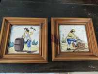 Conjunto 2 quadros azulejos pintados à mão