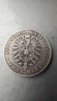 Німеччина 2 марки 1877рік. Срібло.