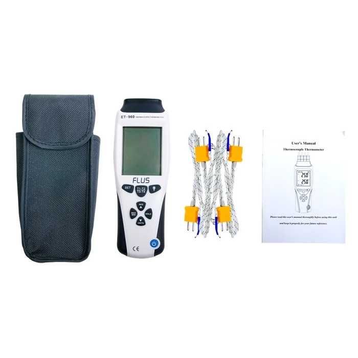 Termometr cyfrowy 4 kanałowy, termopara Typ K, J / FLUS ET-960