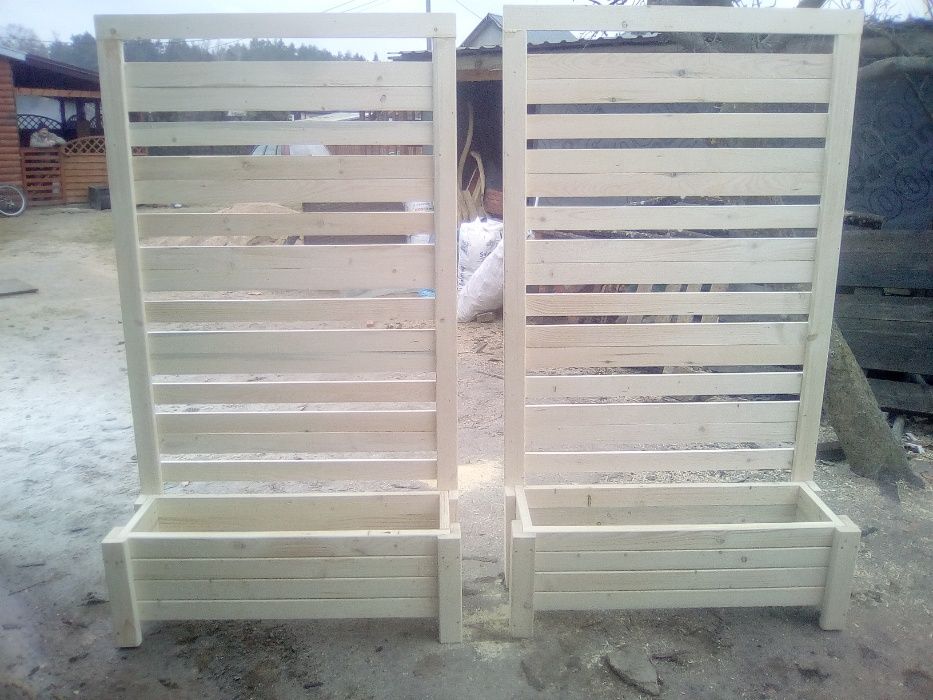 Donica z pergola drewniana z drewna drewniana donice zielnik kwietnik