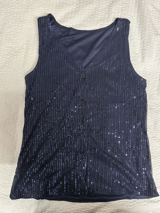 Colete de lantejoulas azul-escuro