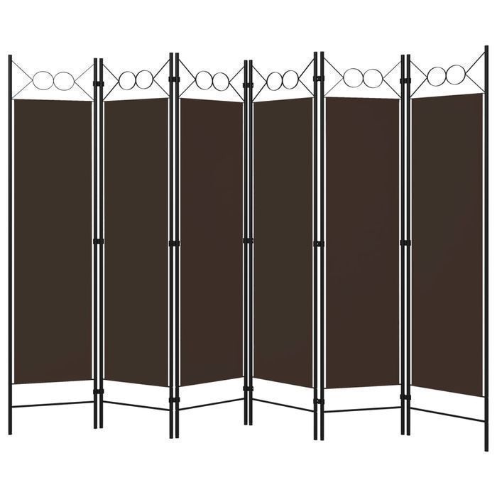 Parawan 6-panelowy, brązowy, 240 x 180 cm