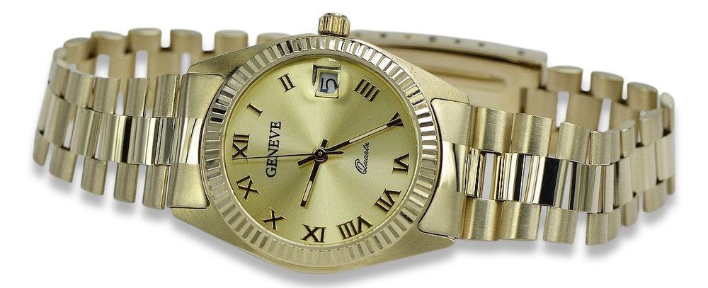 Prześliczny 14k 585 złoty damski zegarek Geneve lw073y W