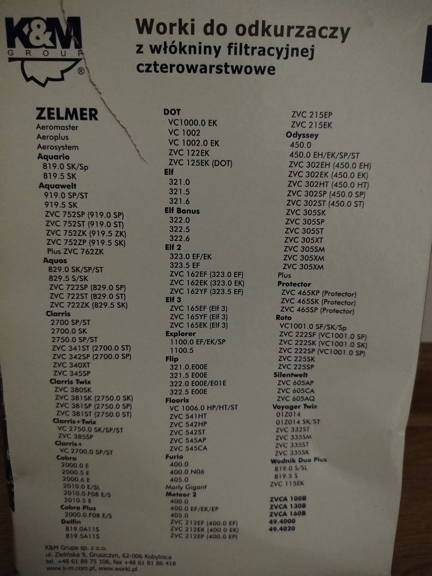 Worek do odkurzacza K&M KM Zelmer 49.4020 (4szt)