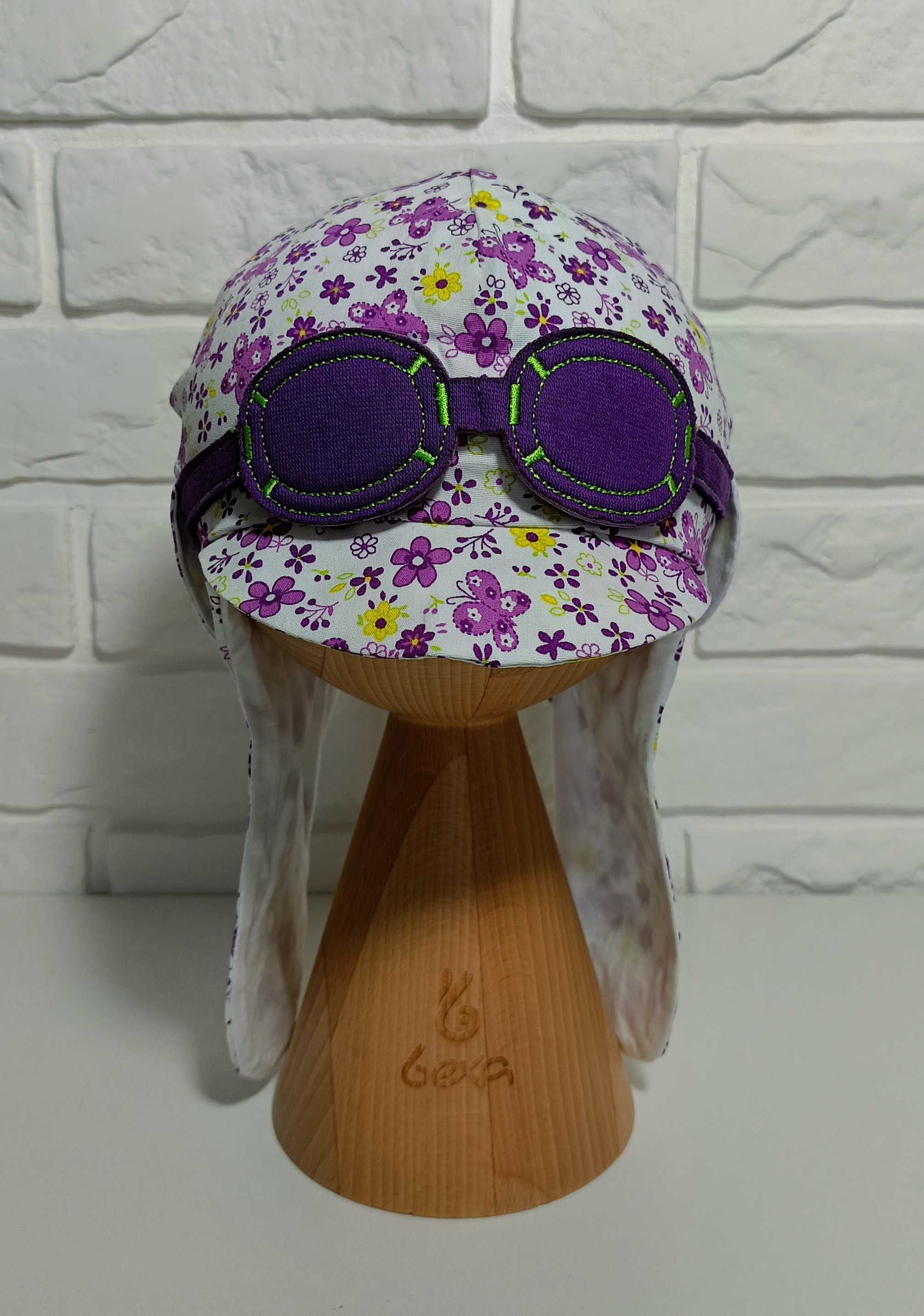 BEXA czapka Pilotka kwiaty fiolet  roz.47 cm