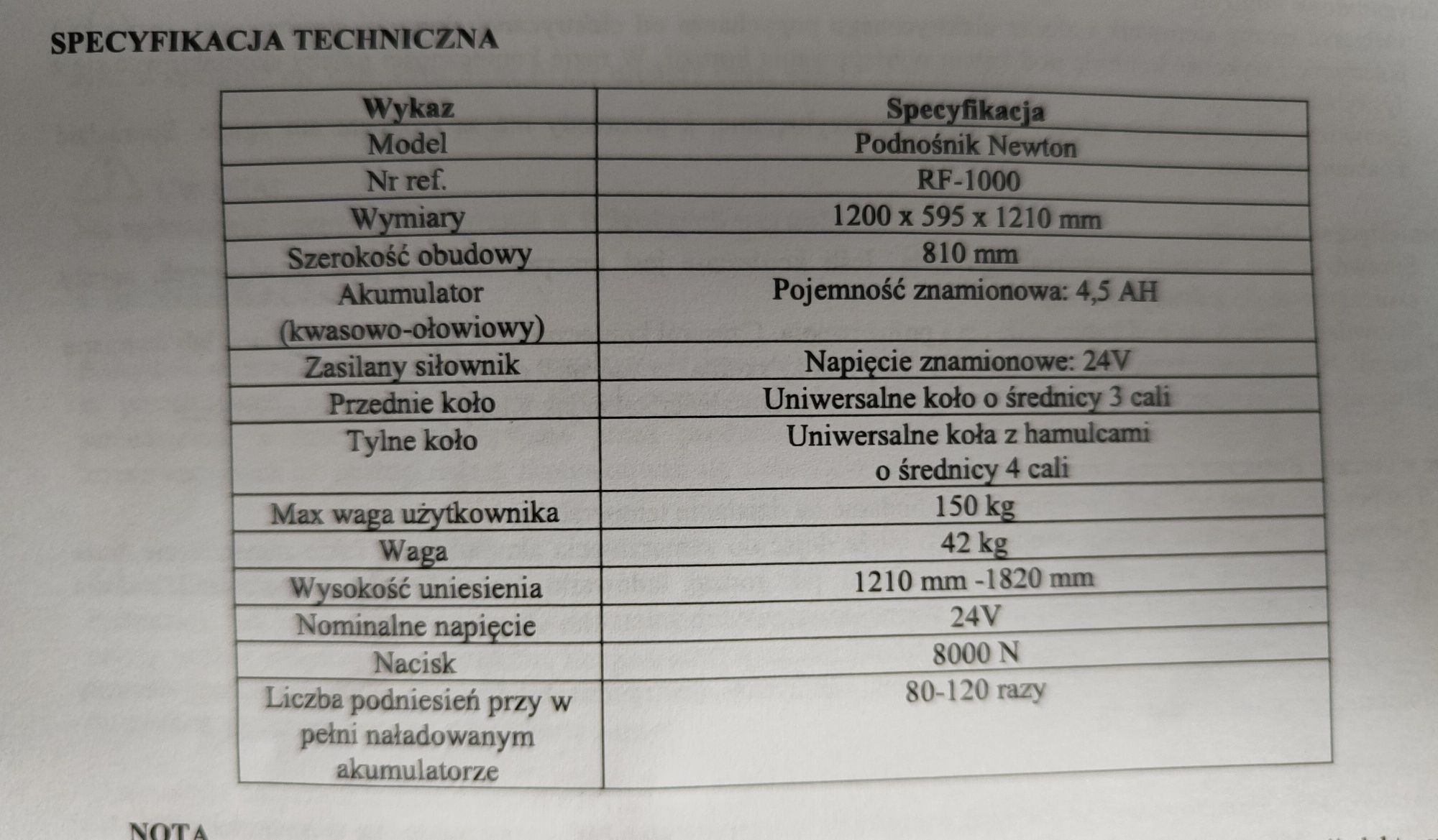 Podnośnik transportowy