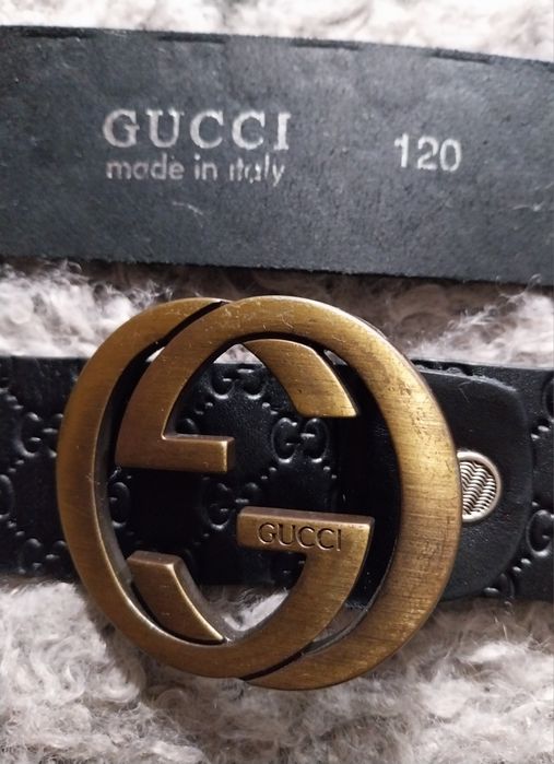 Gucci pasek ze skóry naturalnej w kolorze  czarnym