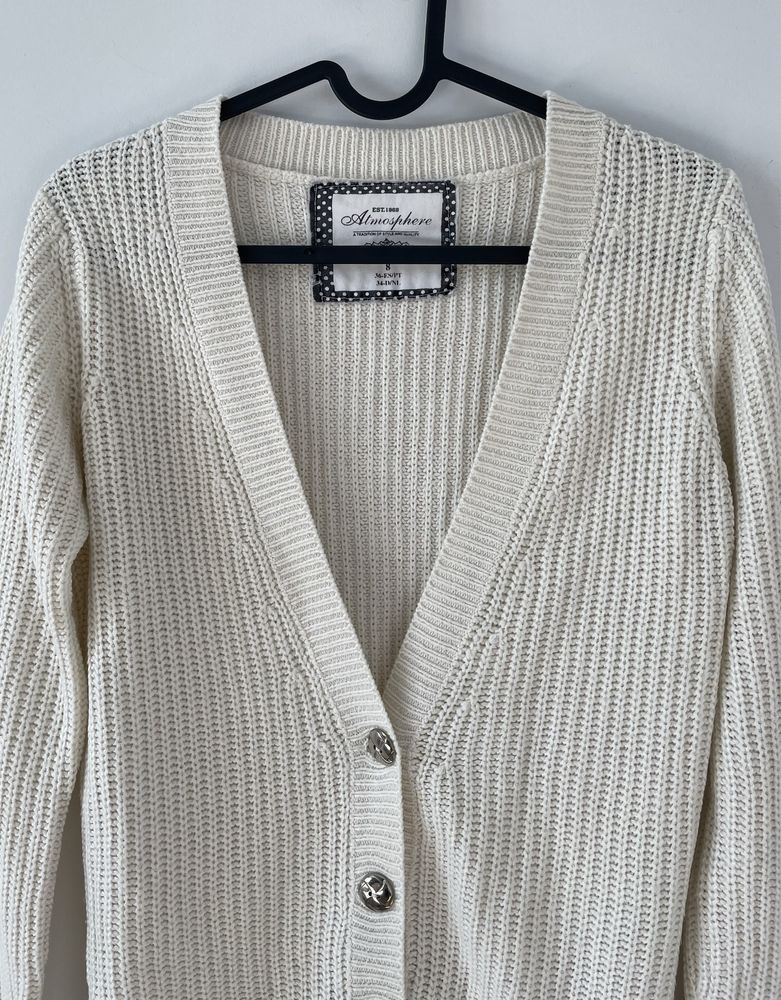 Sweter, kardigan rozpinany kremowy