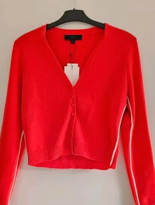 Czerwony sweterek kardigan zara