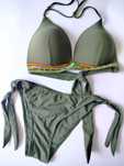 Kąpielówki bikini moro khaki haftowane L miseczka D/E