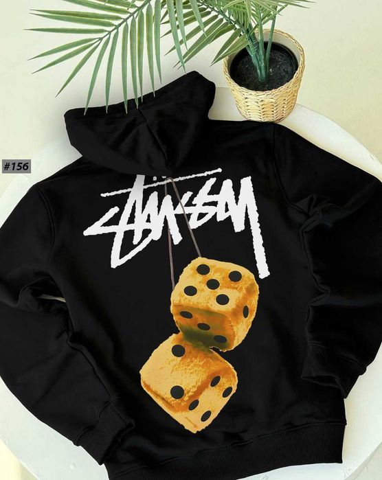 Новое Худи Стусси Черное • Худі Stussy Чорне • Fuzzy Dice Yellow