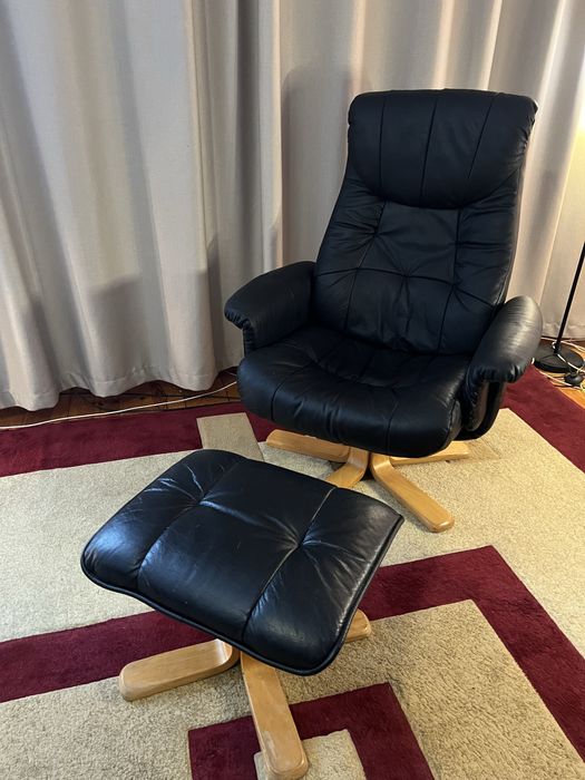 Чорне Крісло Реклайнер з Данії Екошкіра