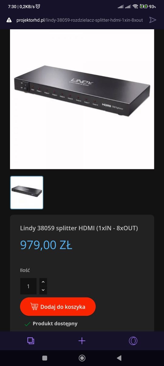 LINDY Rozdzielacz Splitter HDMI x8 - 4K