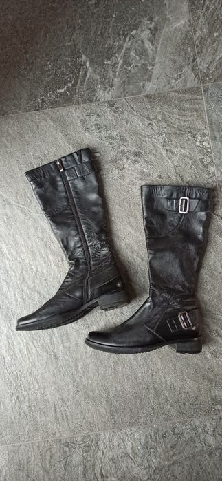 Kazar kozaki czarne ze skóry, ocieplane wysokiej jakości, wygodne