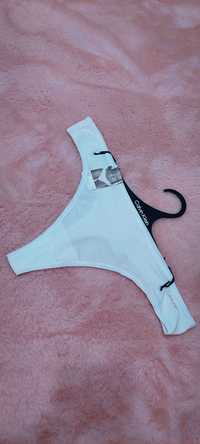 Calvin Klein CK stringi damskie nowe L Białe majtki figi bikini