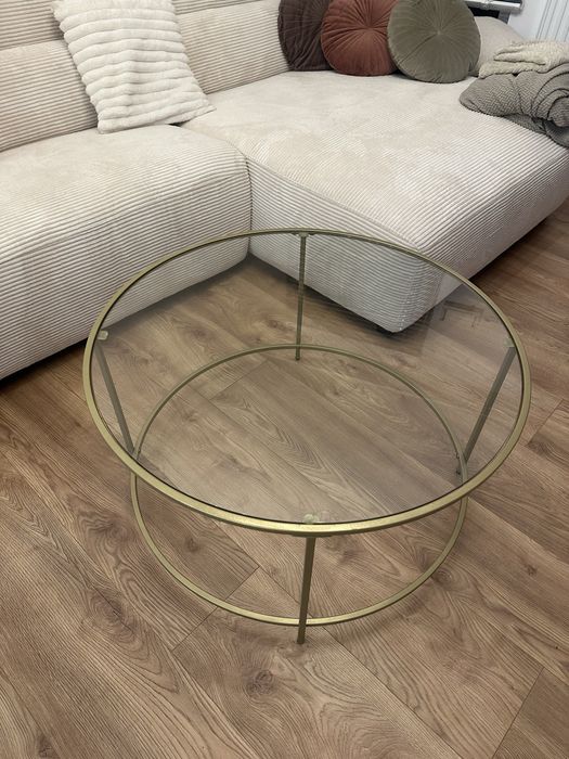 Zloty stolik ława srednica 85 cm wys 45 cm