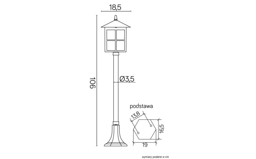 Lampa ogrodowa SU-MA Wenecja 106 cm K 5002/2 KW Stojąca