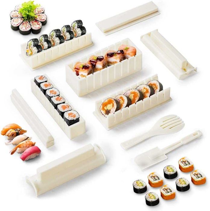 Molde de sushi - cor branca - 8 moldes - 10 peças