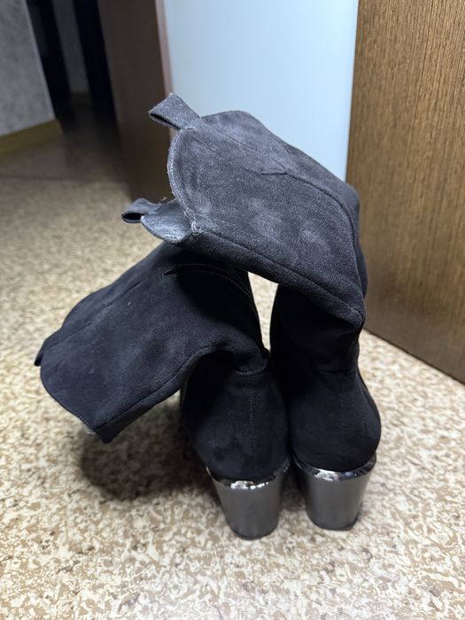 Сапоги Козаки чорні , замшиві