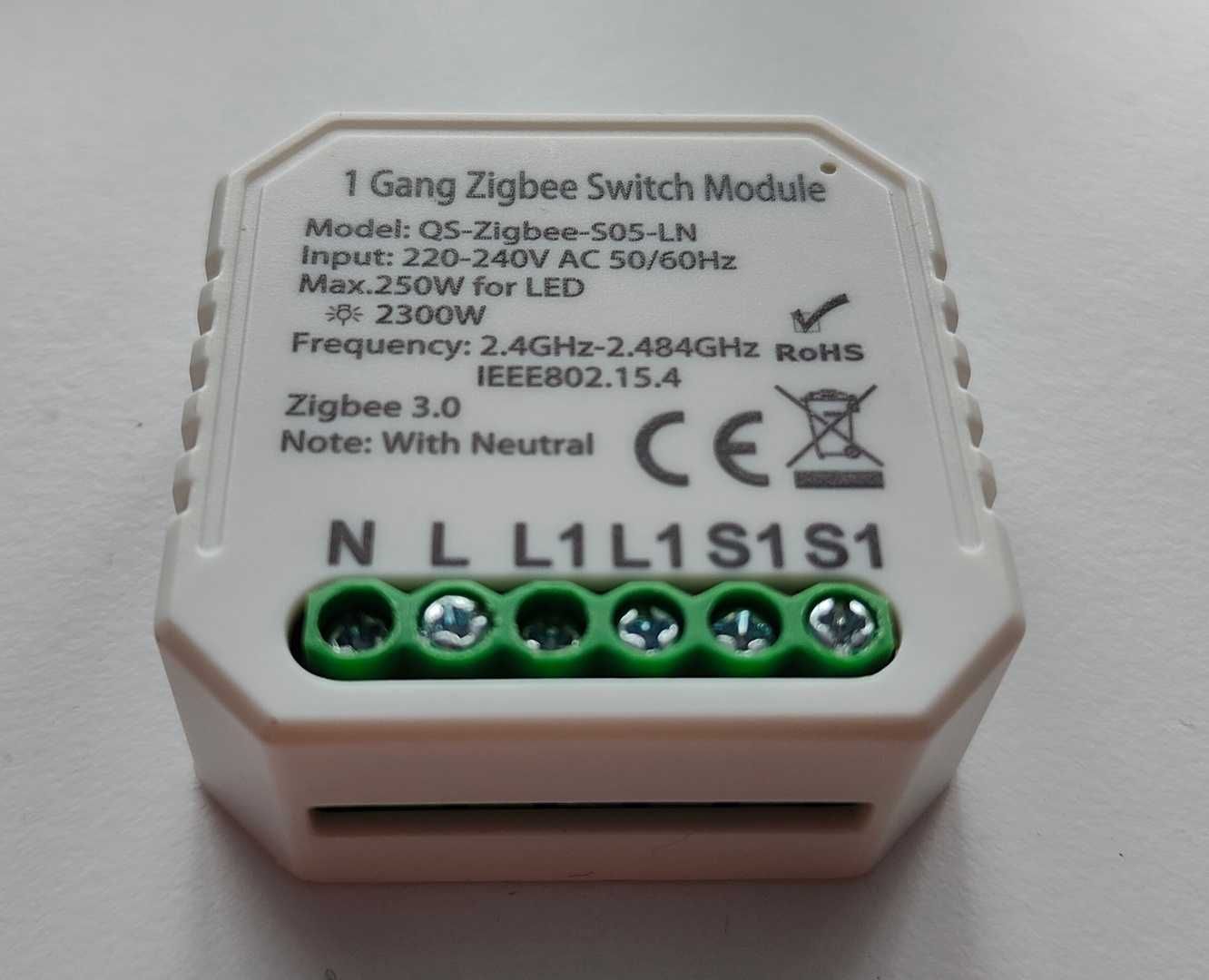 Przełącznik dopuszkowy 1-kanałowy Tuya Zigbee