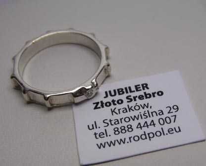 Srebrna obrączka różaniec  R.9.  3,3 mm.