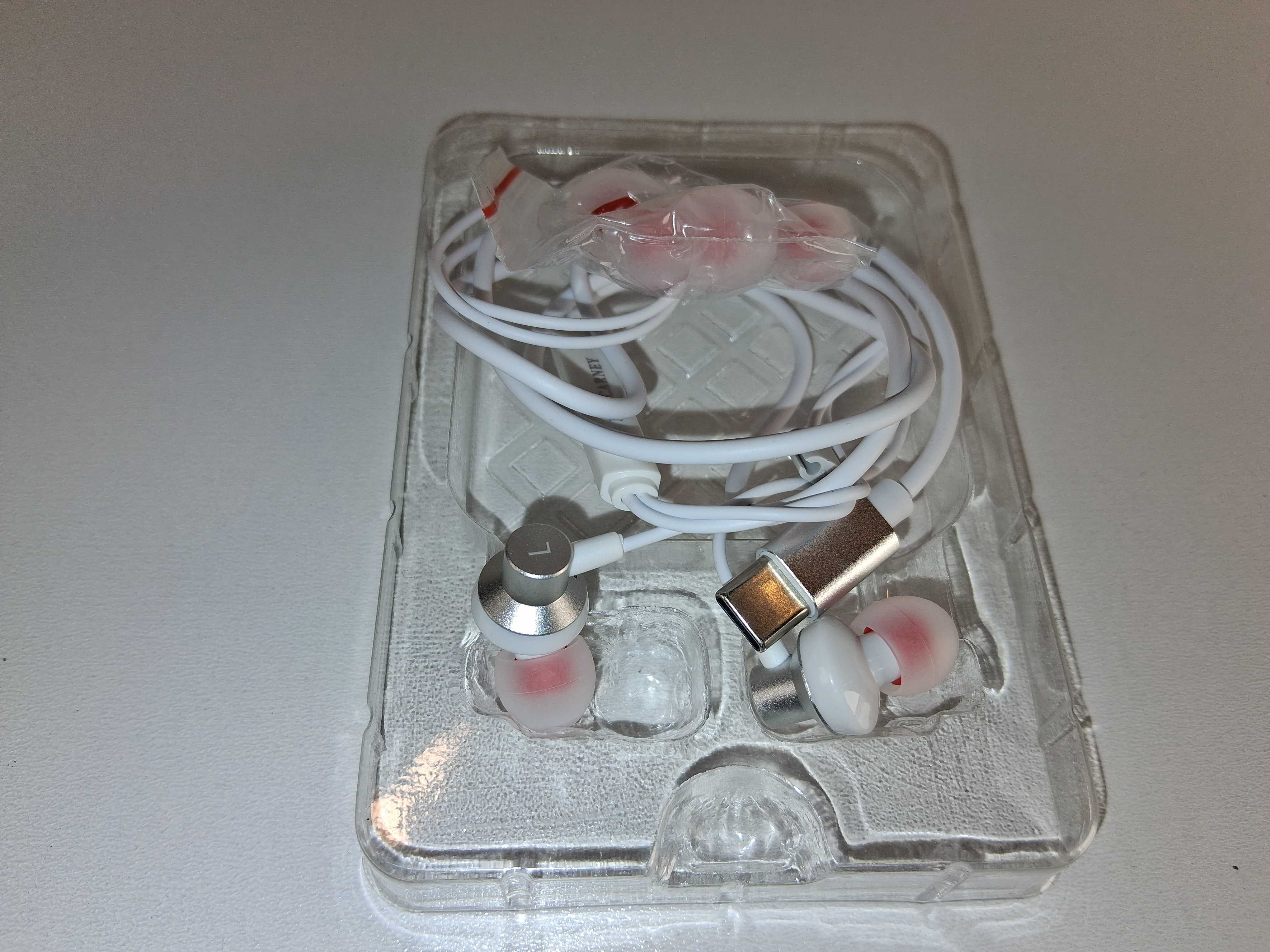 Y005 Słuchawki Mas Carney USB Typ C Mikrofon Pilot Białe Nowe