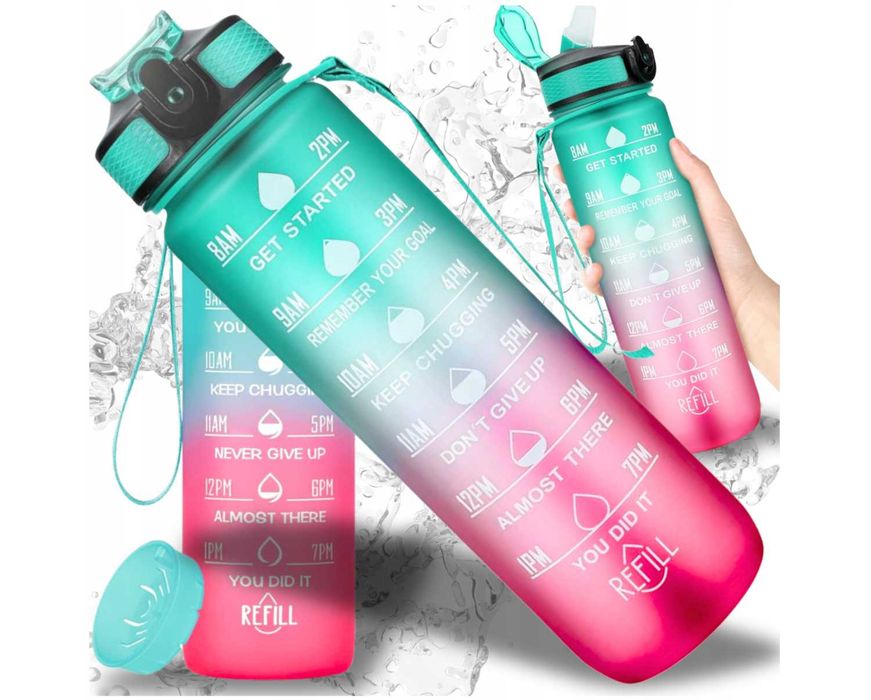 Butelka Motywacyjna Bidon na Wodę Siłownię Sportowy Miarka BPA Free