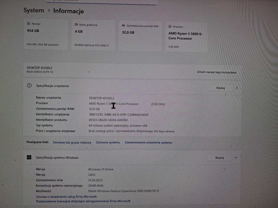 Komputer Ryzen 5600 GTX1050ti