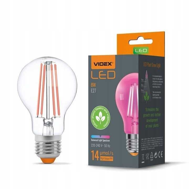 Żarówka LED filament E27 8W roślinna wzrostu grow