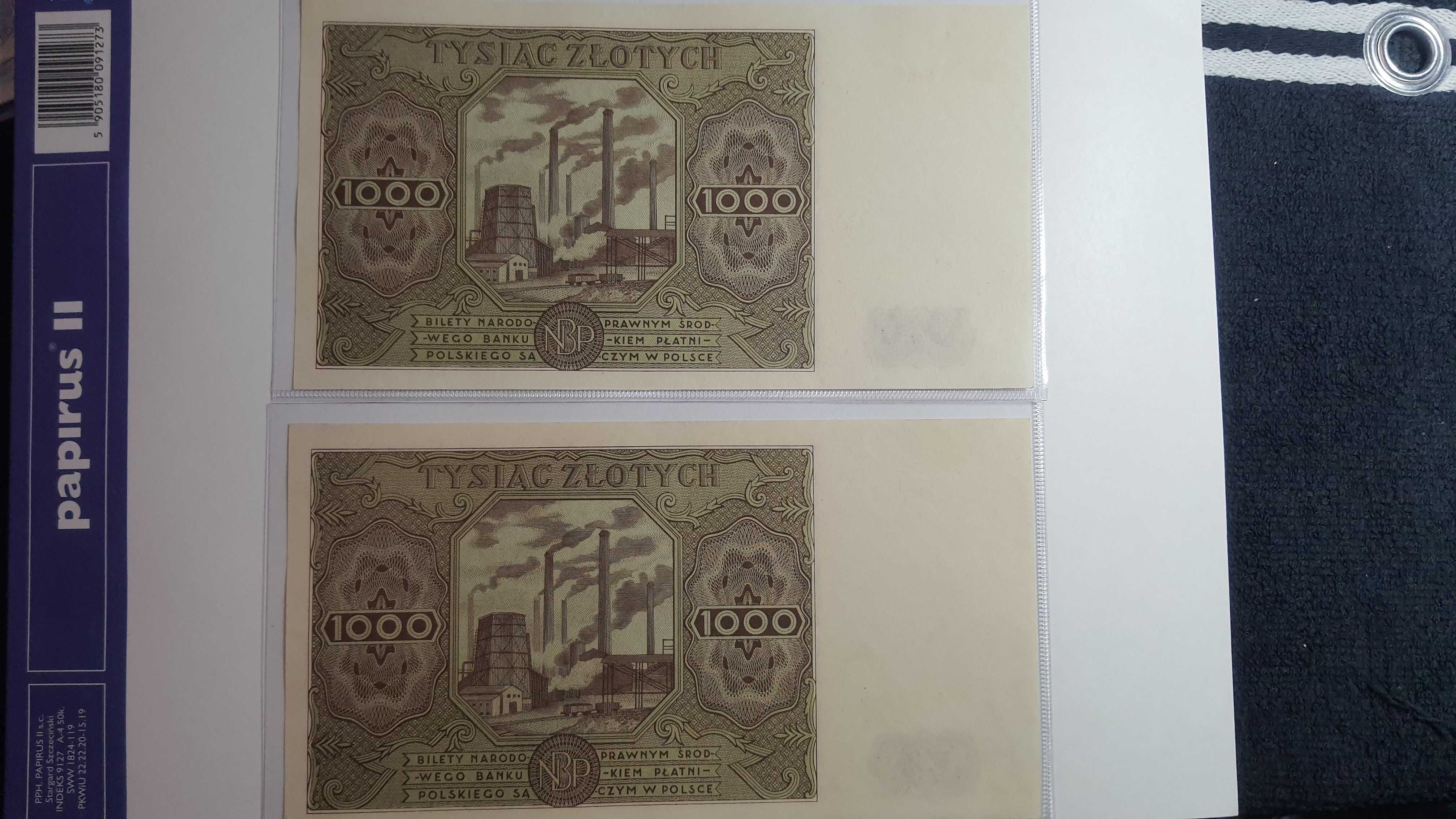 RARYTAS !!! 1000 złotych 1947 - kolejna numeracja UNC/UNC-