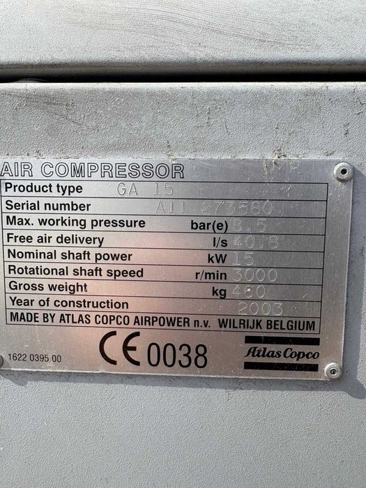 Kompresor śrubowy Atlas Copco GA 15