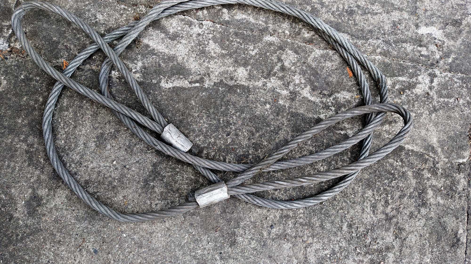Liny stalowe - zawiesia - 2 szt x 4 m Fi 16 mm - 2,5 T