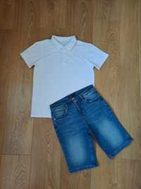 Летний набор для мальчика/джинсовые шорты/белая тенниска/белое поло