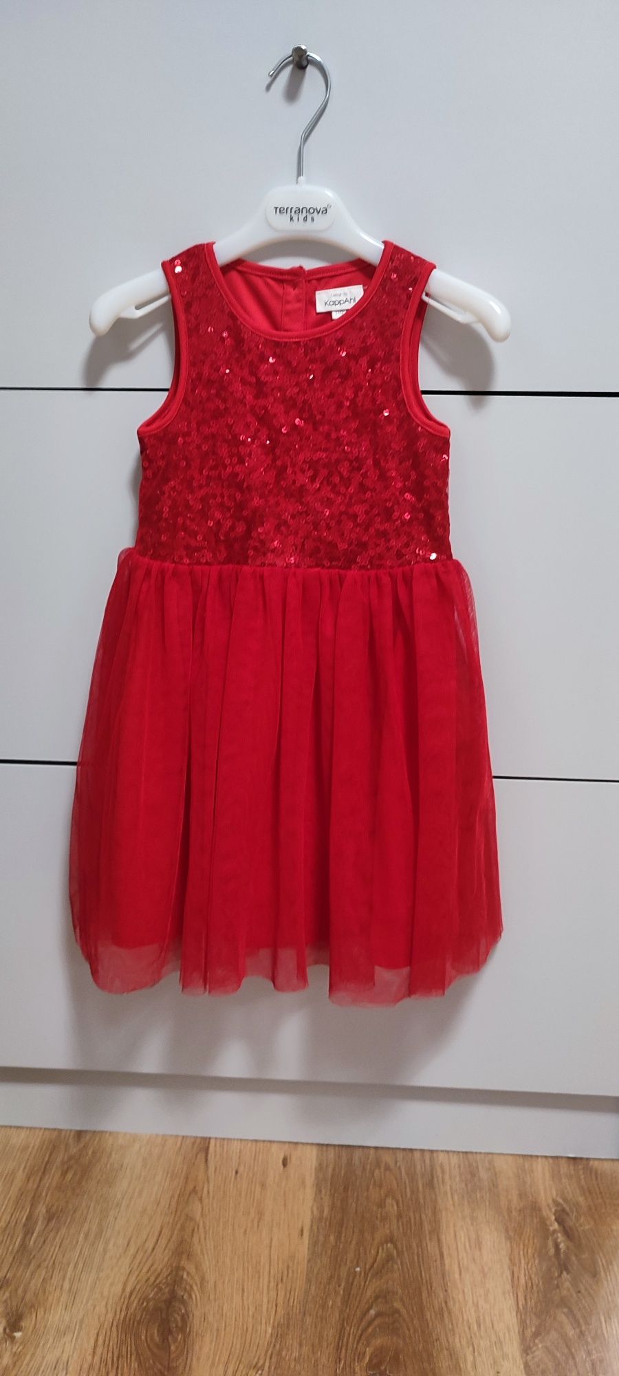 Śliczna czerwona elegancka sukienka Świąteczna  KappAhl 110