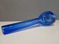 Niebieski szklany wazon grube szkło 25,5 cm