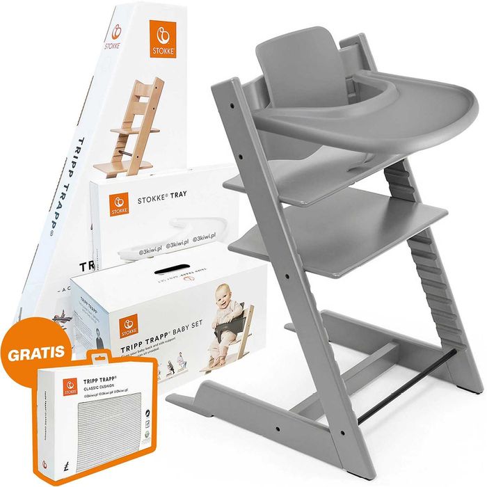 Stokke Tripp Trapp – nowy zestaw Storm Grey z akcesoriami