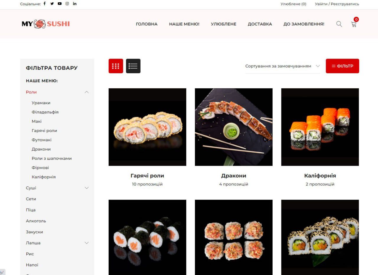 Продам сайт суші . Бізнес ресторану та доставка суші та піца