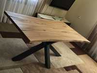 Stół jesionowy w stylu industrialnym, nogi stalowe