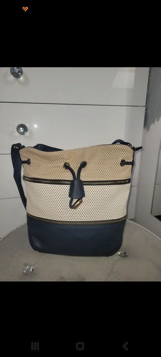 2x Torba pleciona przeplatana shopperka pikowana  Massimo Contti puder