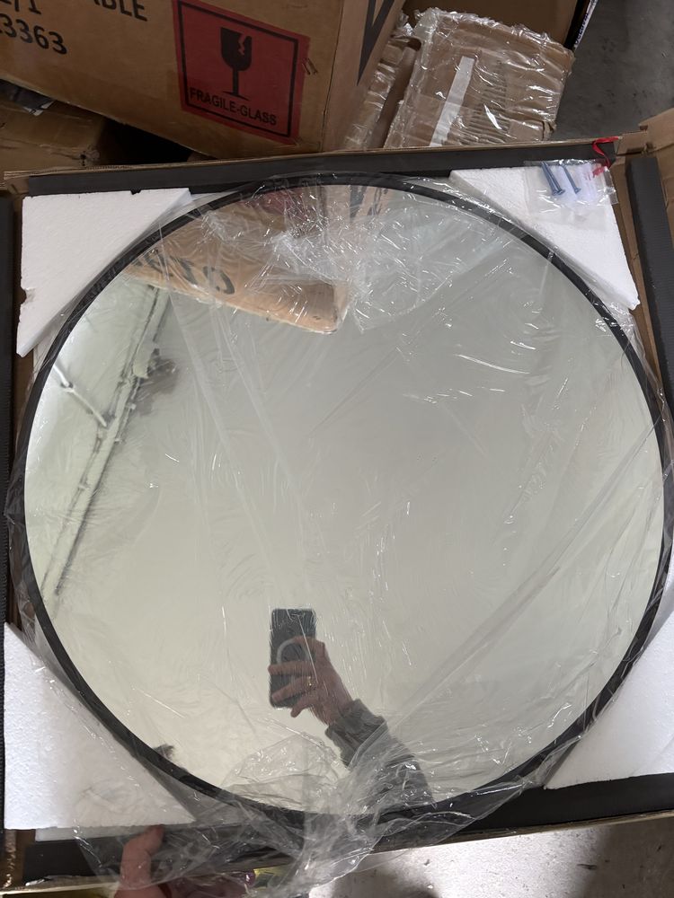 Koonmi 60cm Okrągłe Lustro Czarne