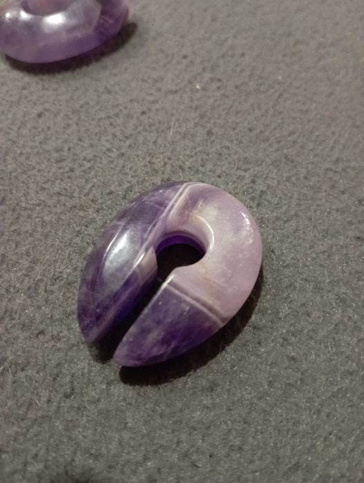 Сережки плаги  тонелі , з натурального каменю Аметист. 10-11 см