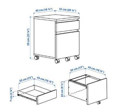 Komoda MALM Ikea półka na kółkach 42x59 cm
