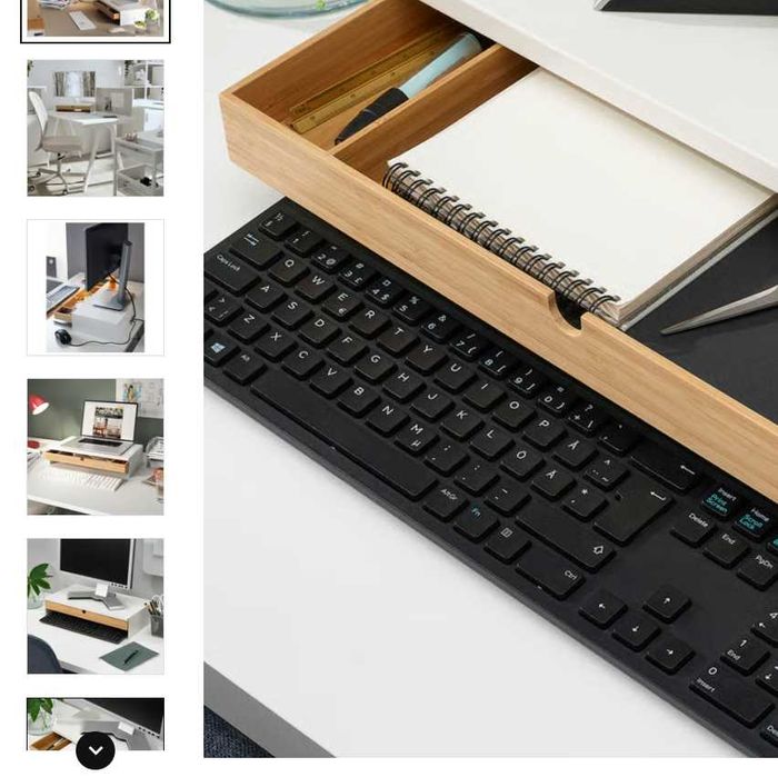 Ikea ELLOVEN podstawka pod monitor z szufladą -stan bdb +