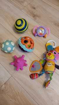 6 zabawek- B.Toys piłki sensoryczne + maskotka LAMAZE