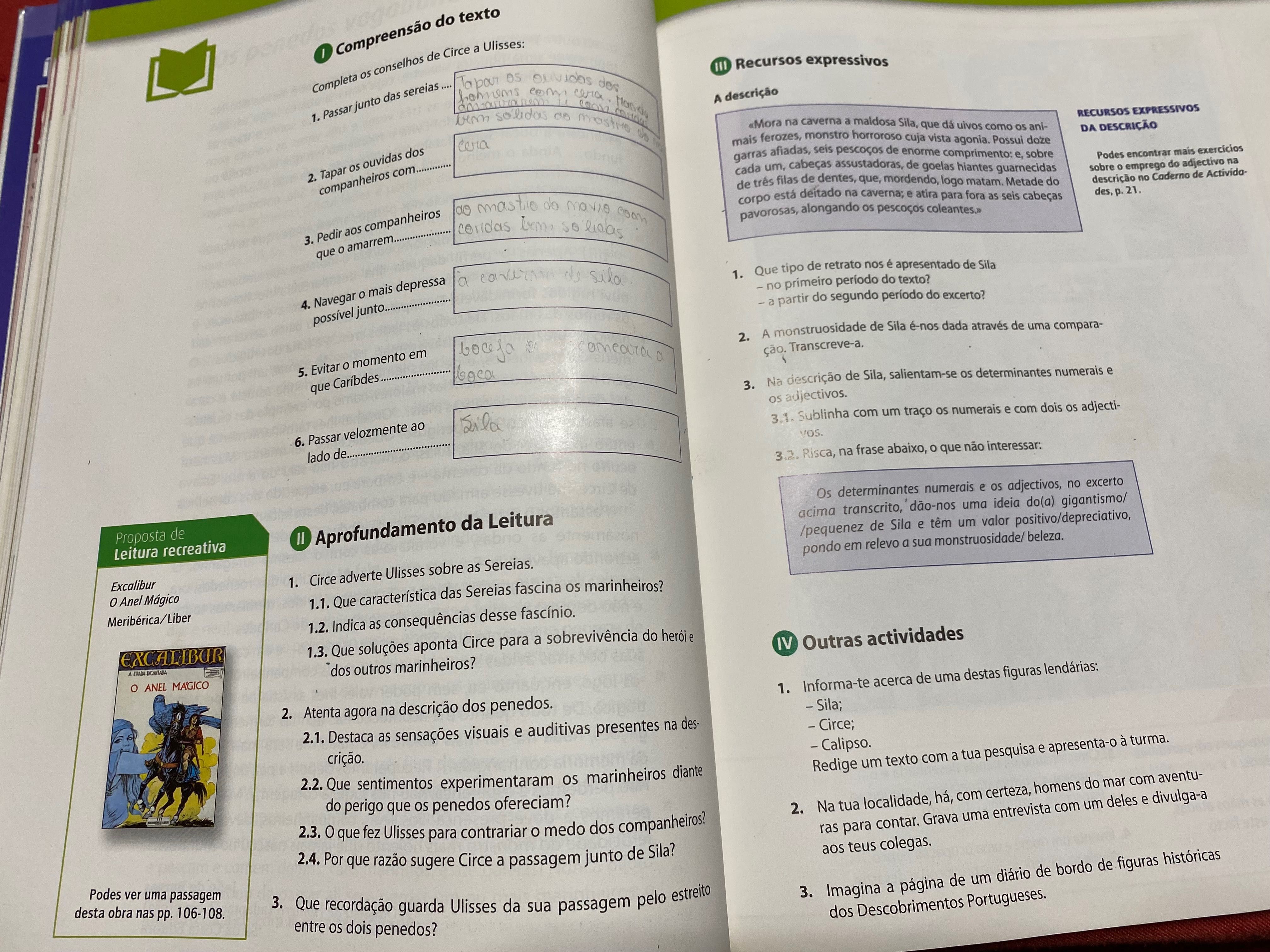 Manual e Caderno de atividades de Português do 7.º ano