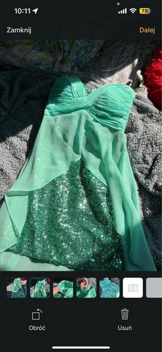 Zielona sukienka tiulowa z cekinami