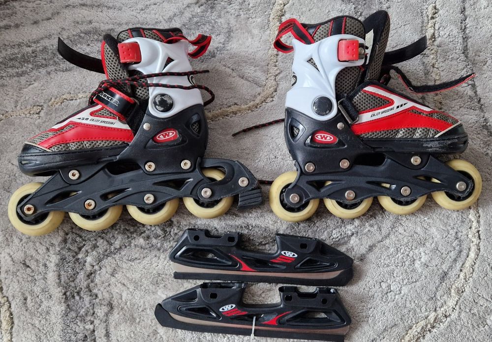 Rolki Worker reg. rozmiar 29 -32  2w1 Marco czarno-czerwone