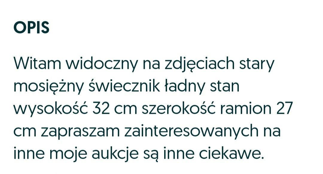 Świecznik mosiądz