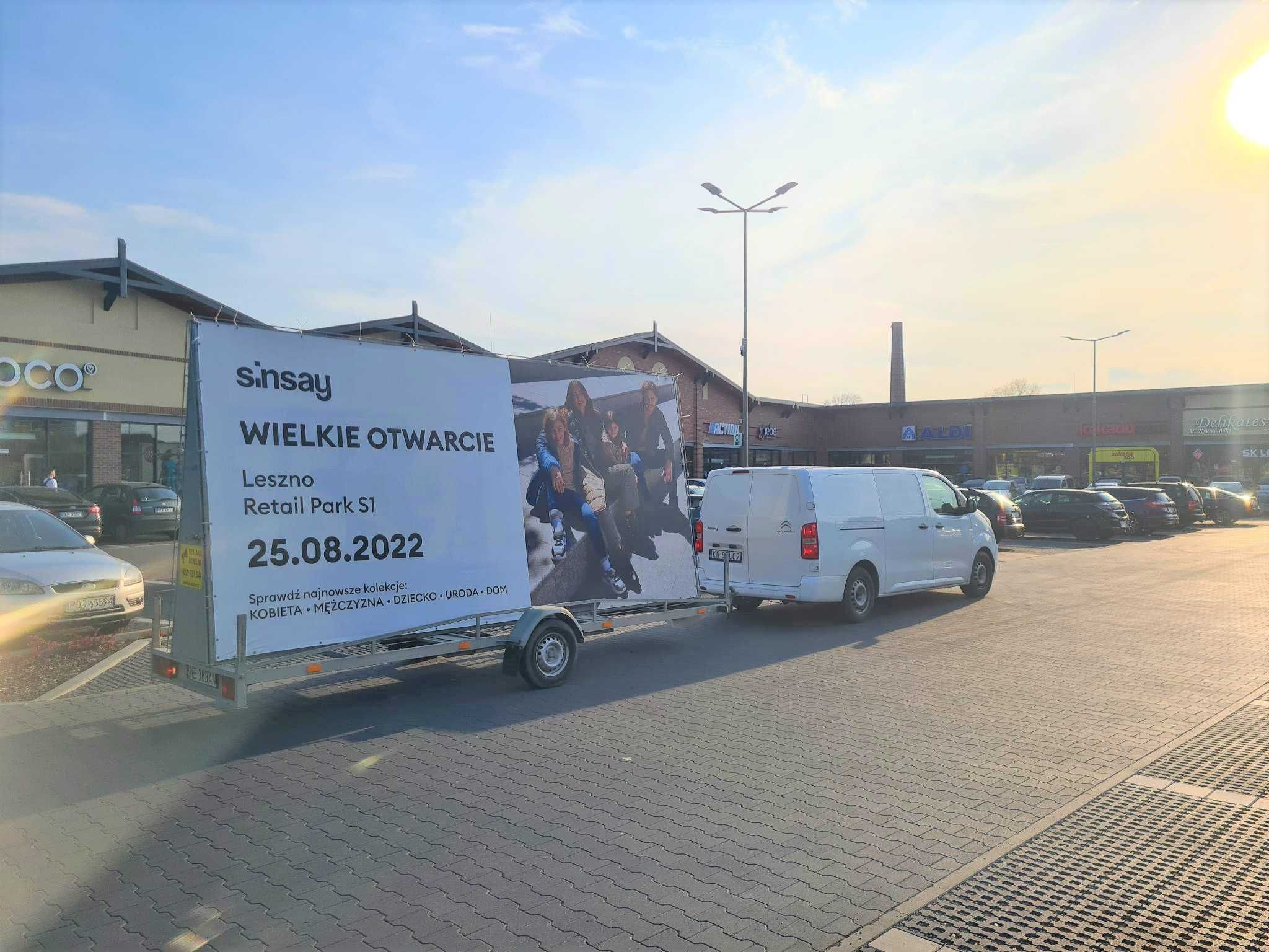 Wynajem przyczep reklamowych typ billboard, backlight, reklama mobilna